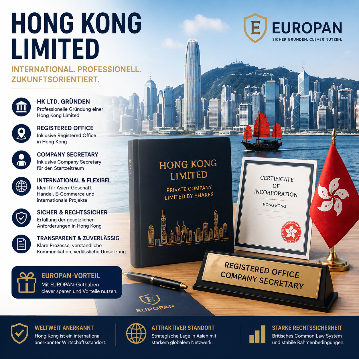 Hong Kong Limited gründen – HK Ltd. mit EUROPAN-Vorteil